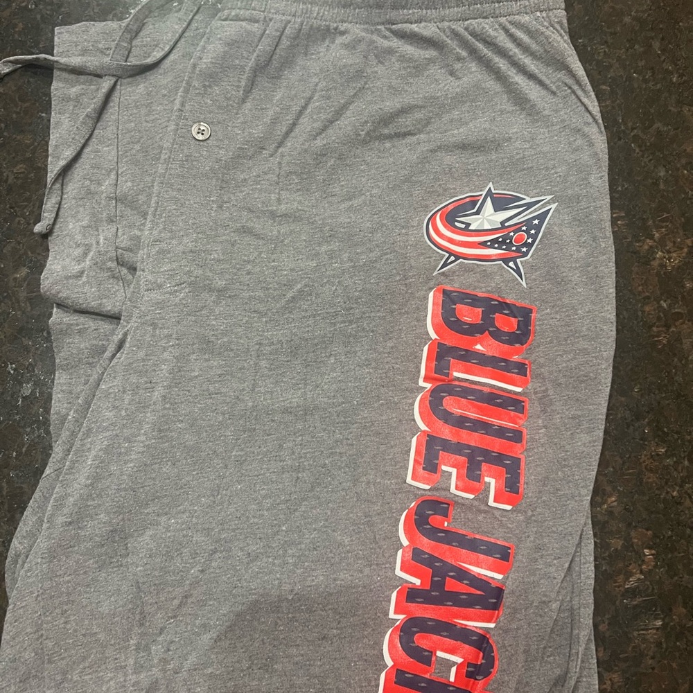 Gray Blue Jackets Pajama Pants
